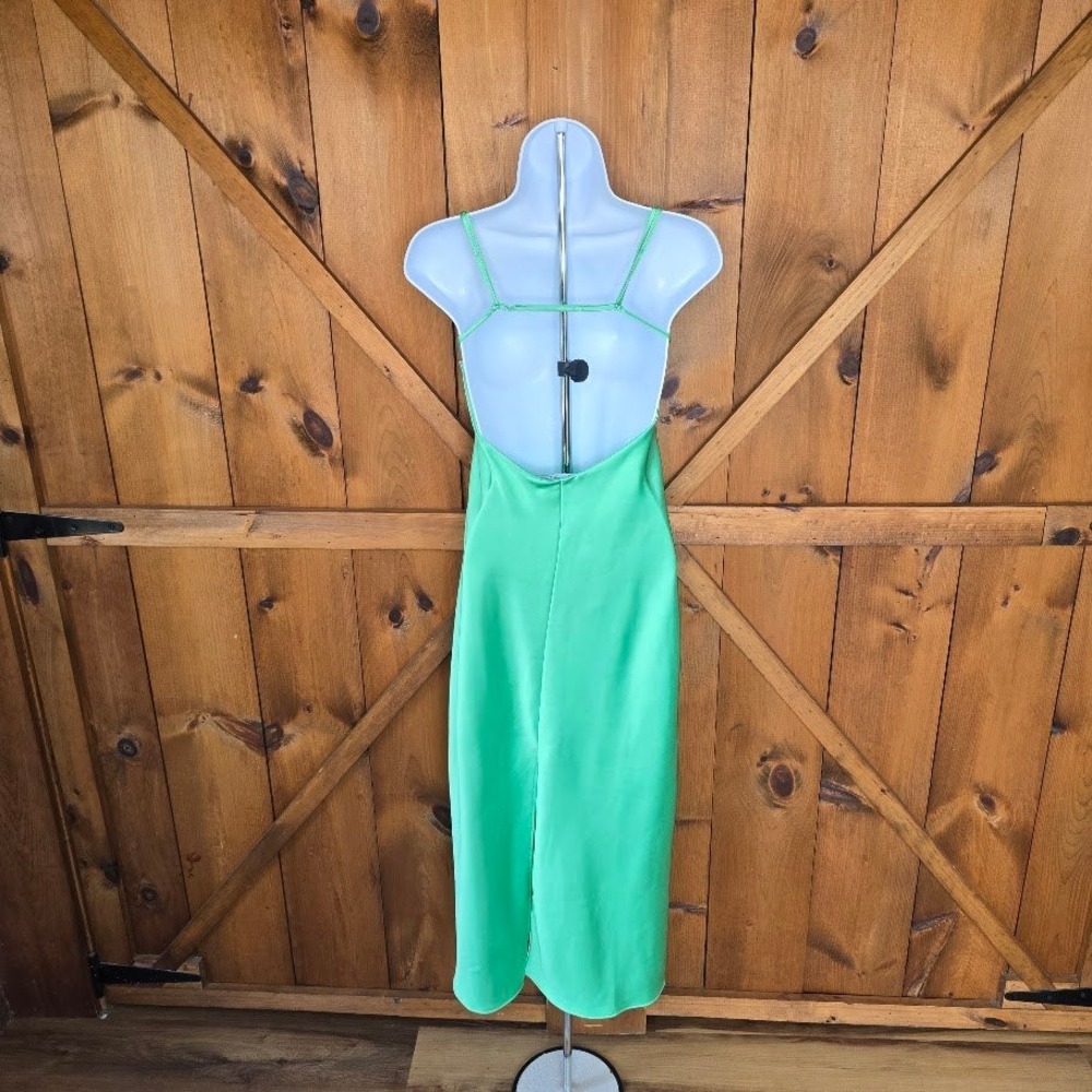 Zara Mint Green Satin Midi Slip Camisole Dress Backless Strappy Womens S Chic - Picture 5 of 16